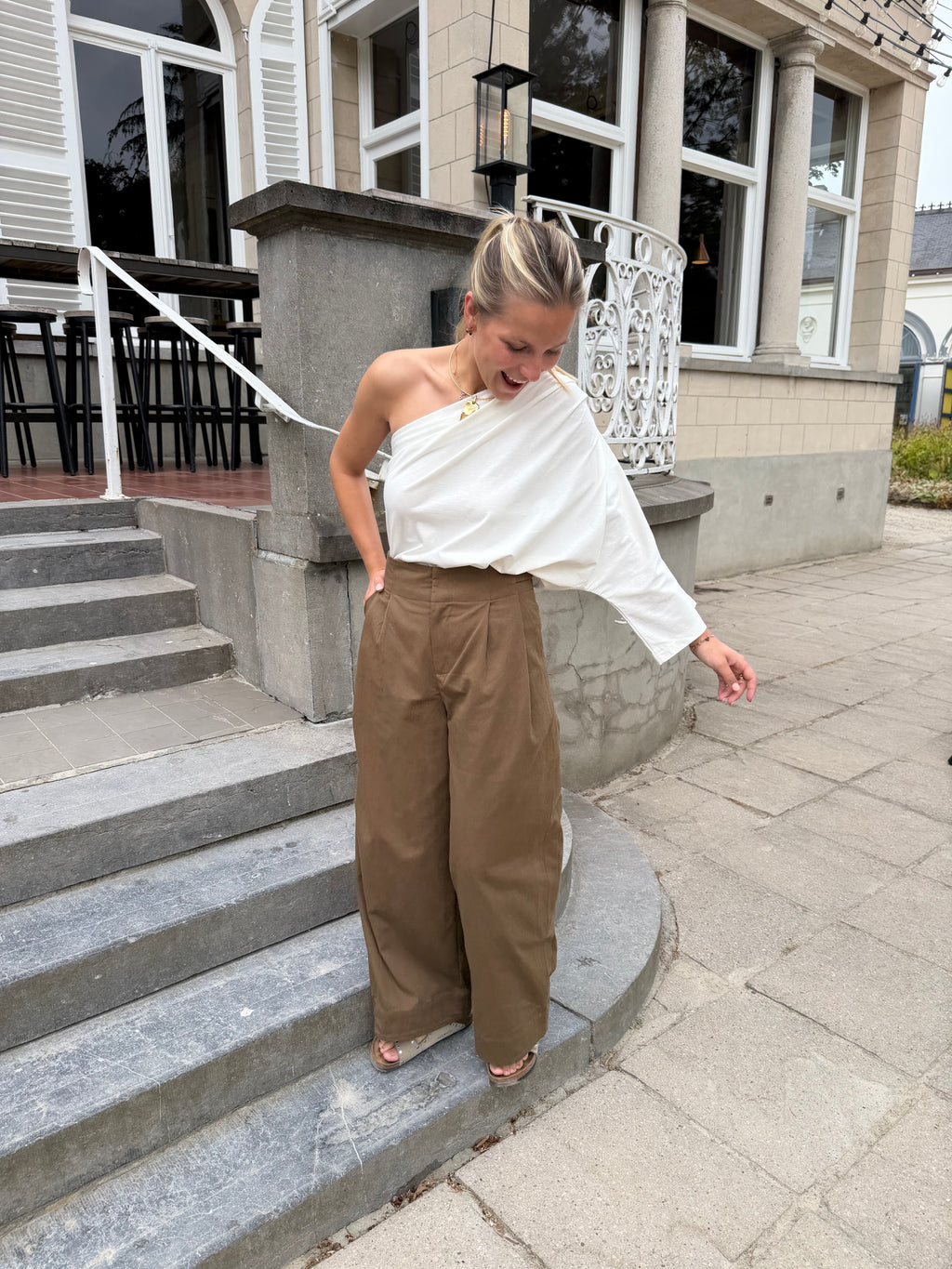 Suki One Shoulder Top White