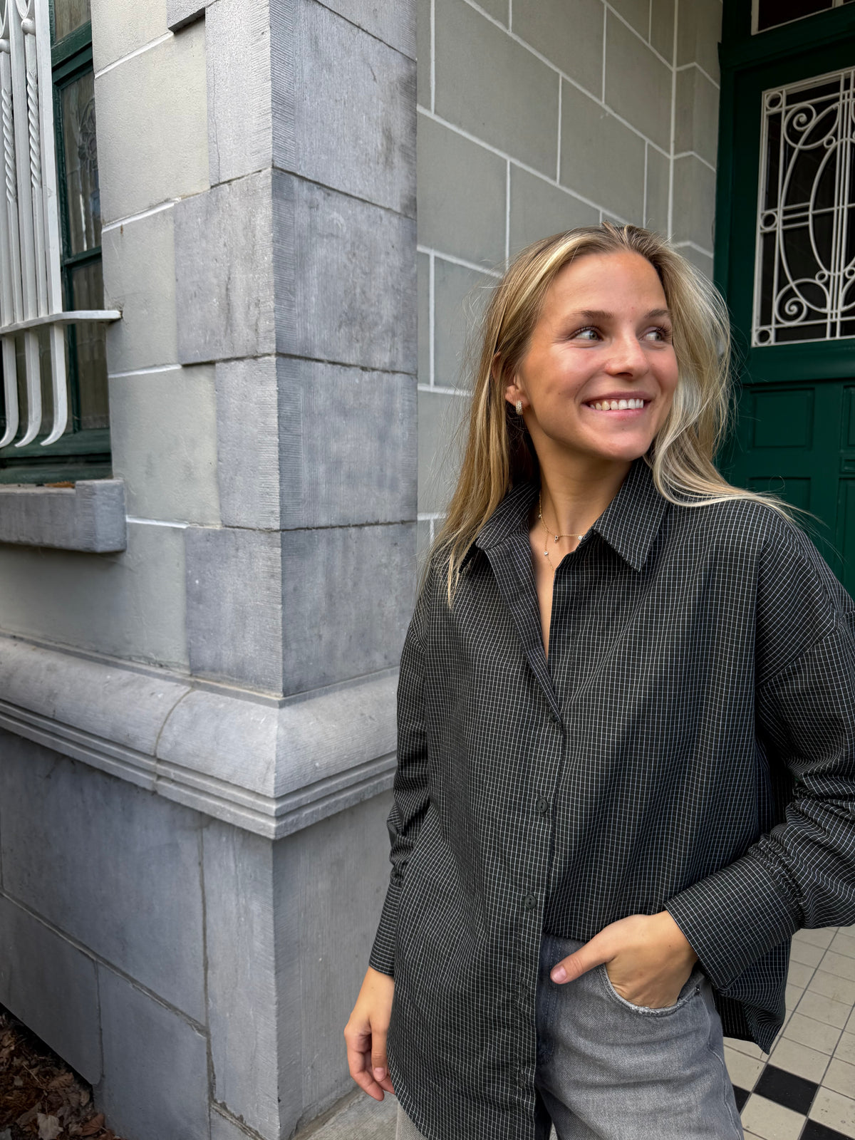 Camille Carreaux Khaki Blouse
