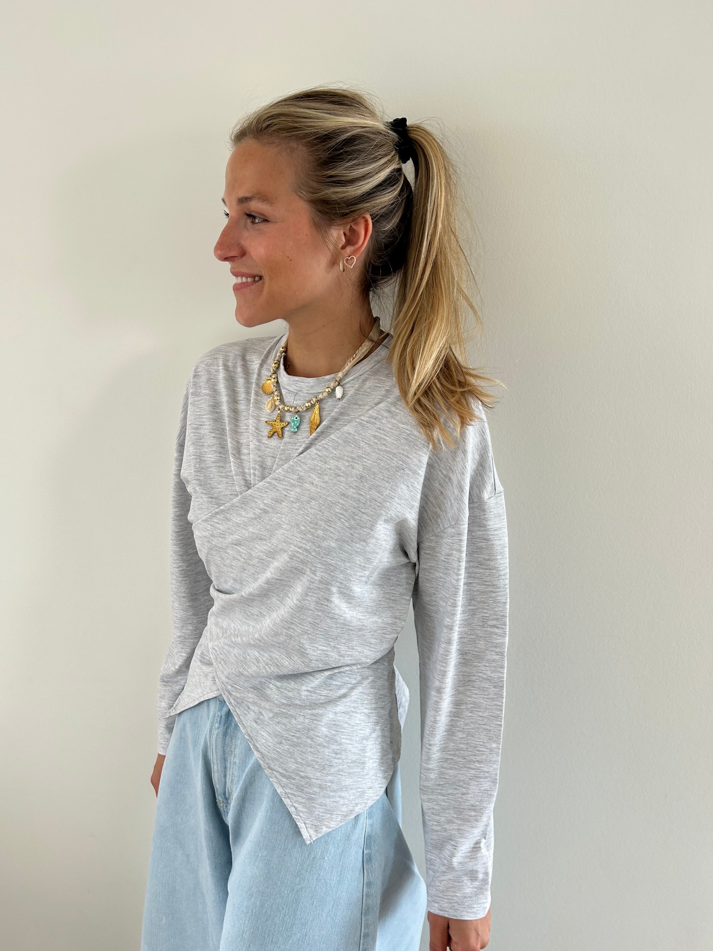 Celestine Wrap Top Grey