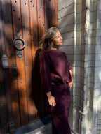 José Off Shoulder Knit Burgundy