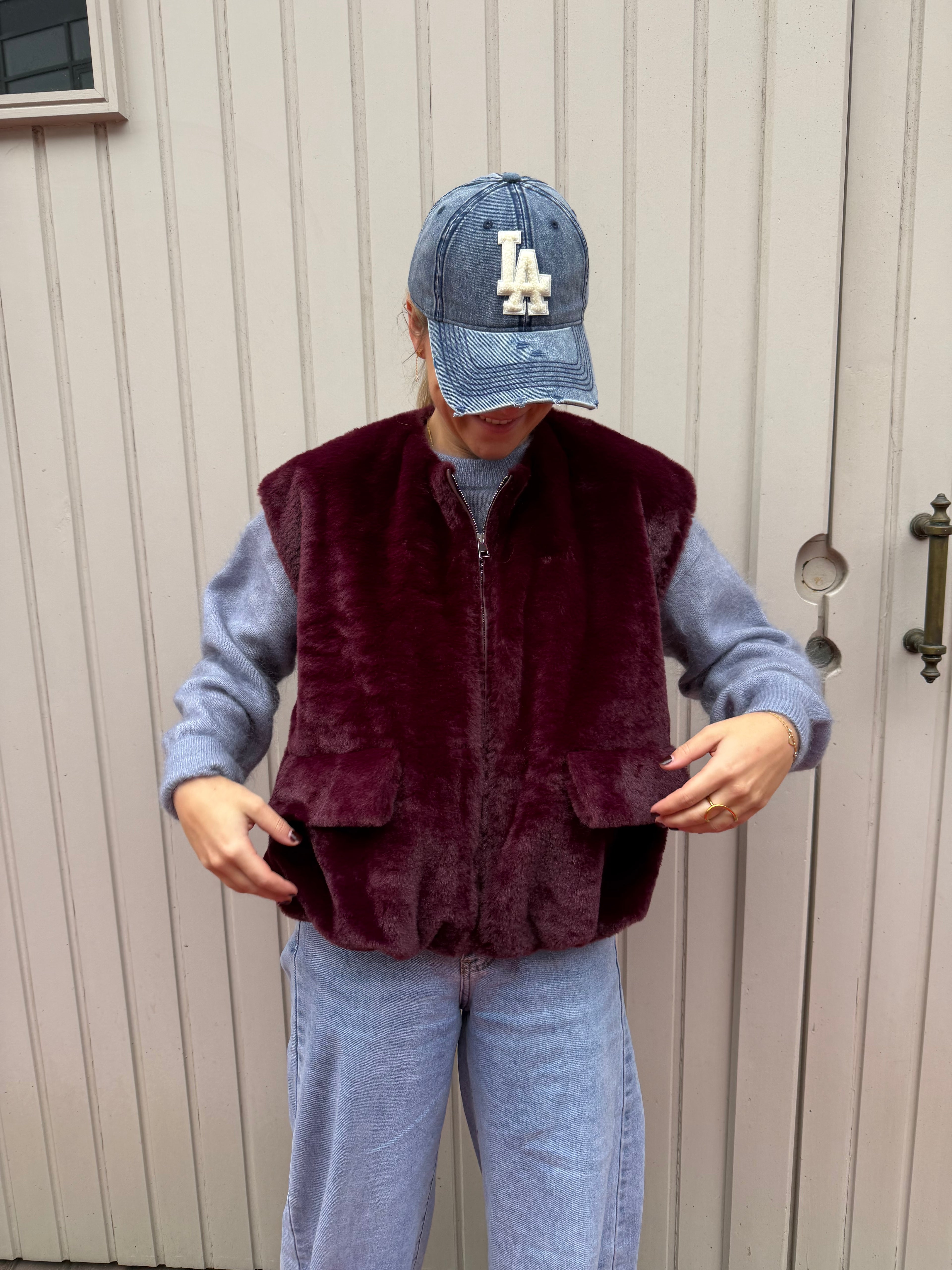 Fluffy Bodywarmer Burgundy