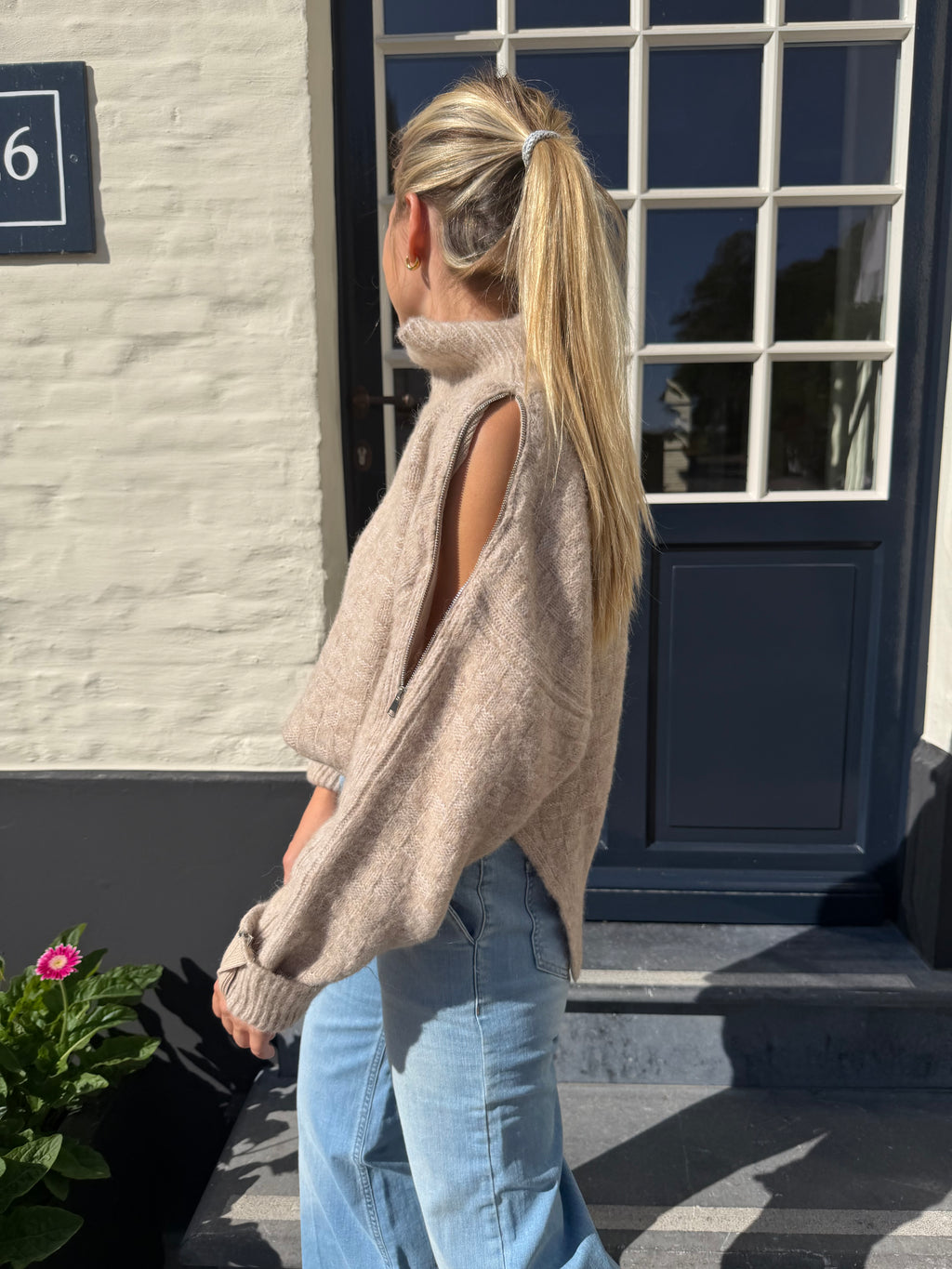 Zip Wool Knit Beige