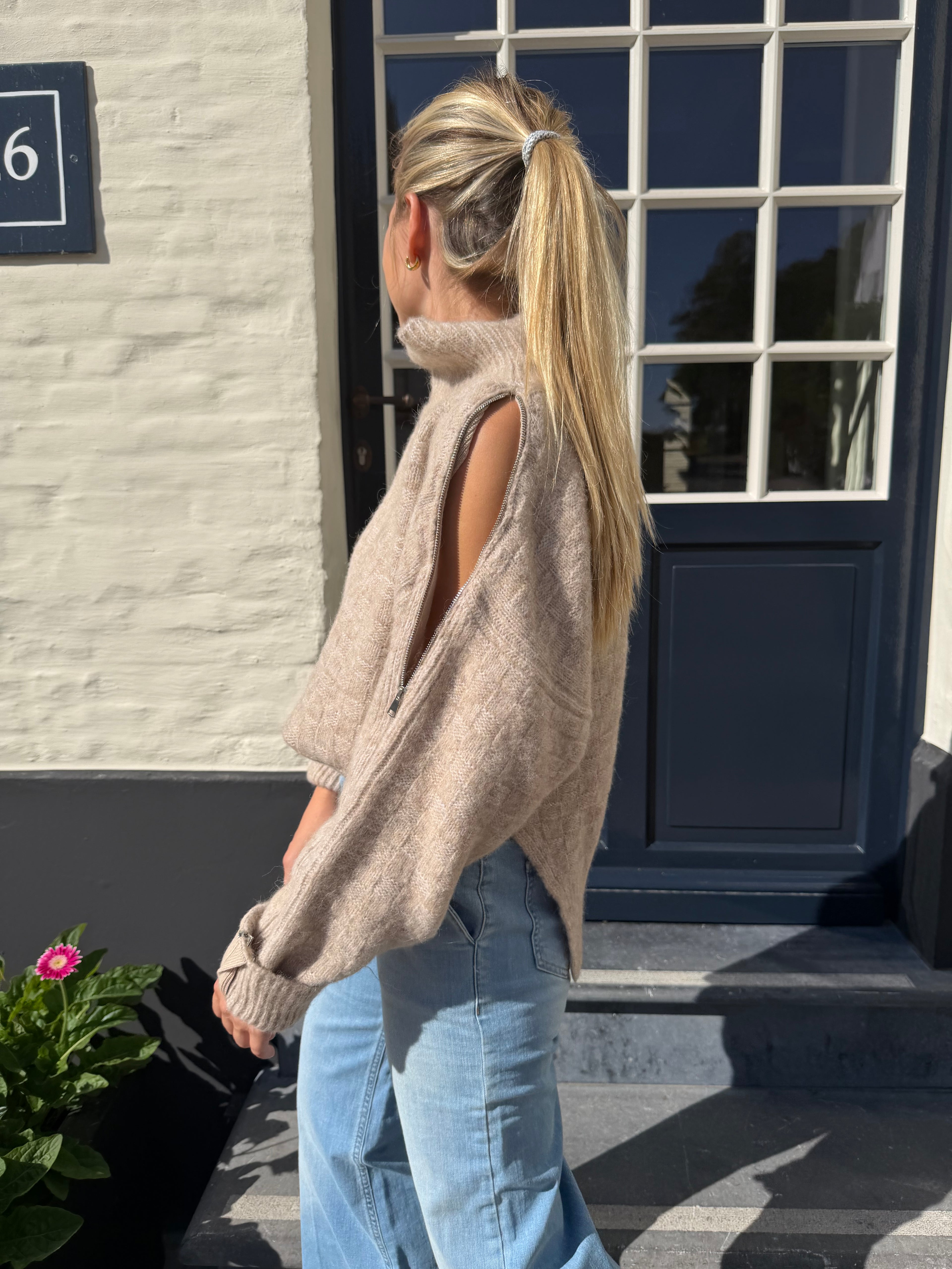 Zip Wool Knit Beige