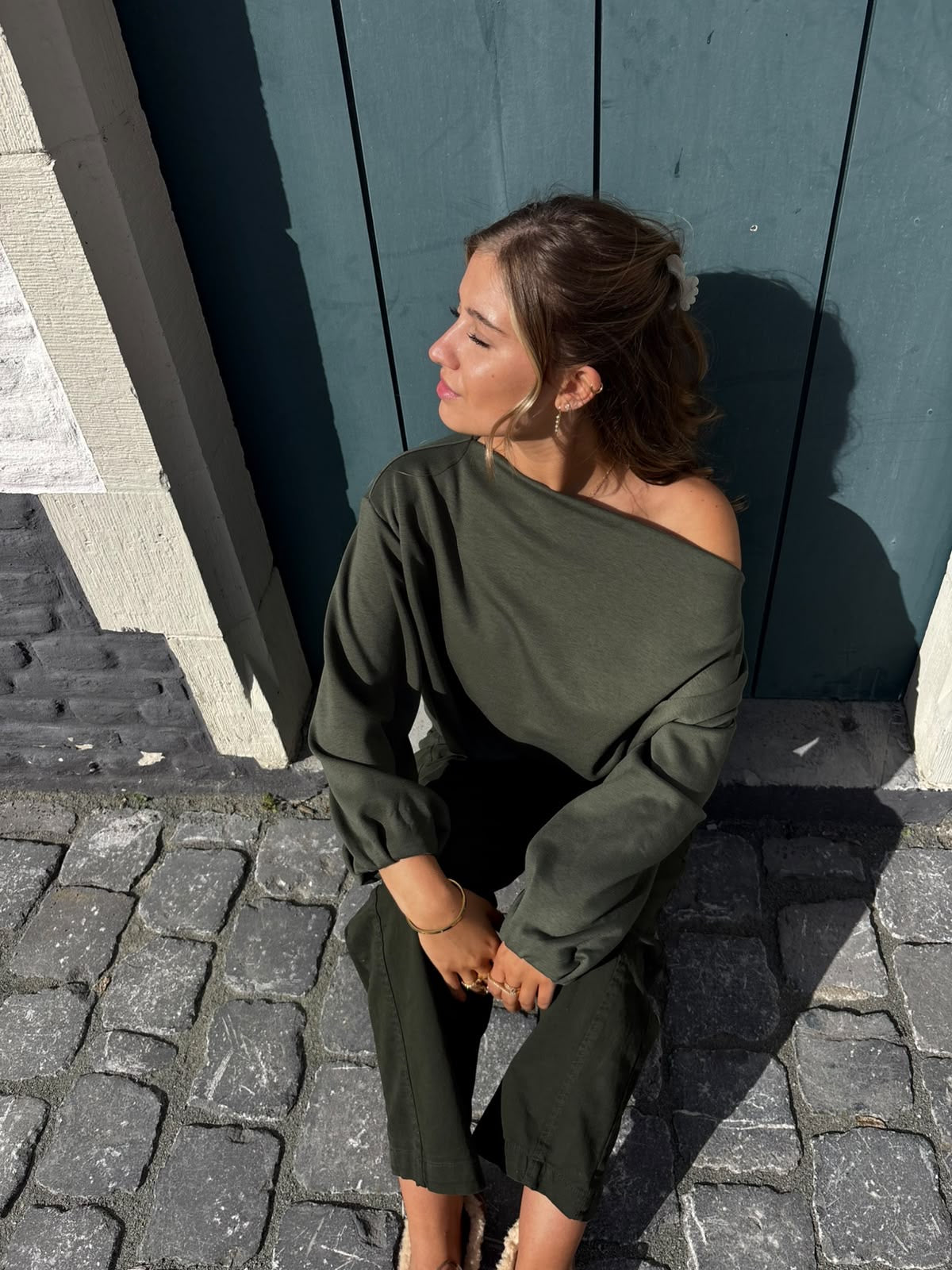 José Off Shoulder Knit Khaki