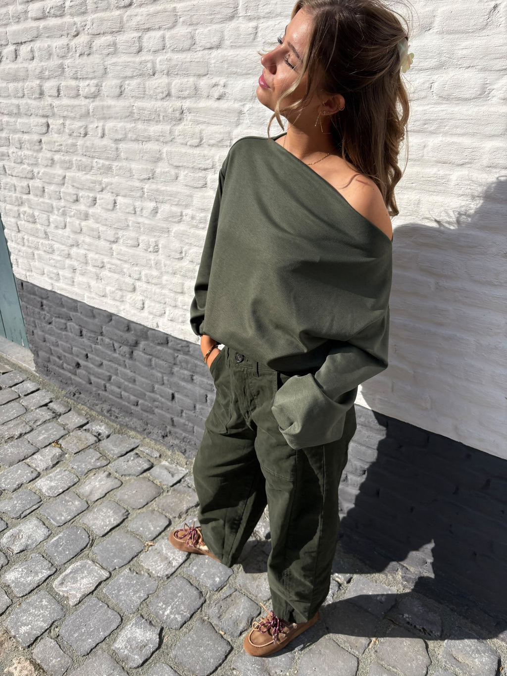 José Off Shoulder Knit Khaki
