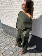 José Off Shoulder Knit Khaki