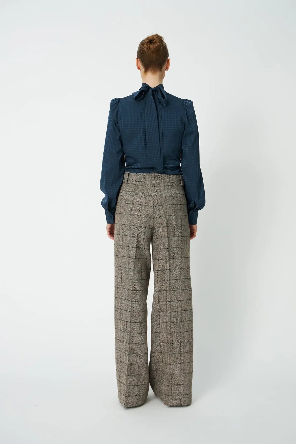 Oversized Low-waist Suiting Pants - Warm grey mélange