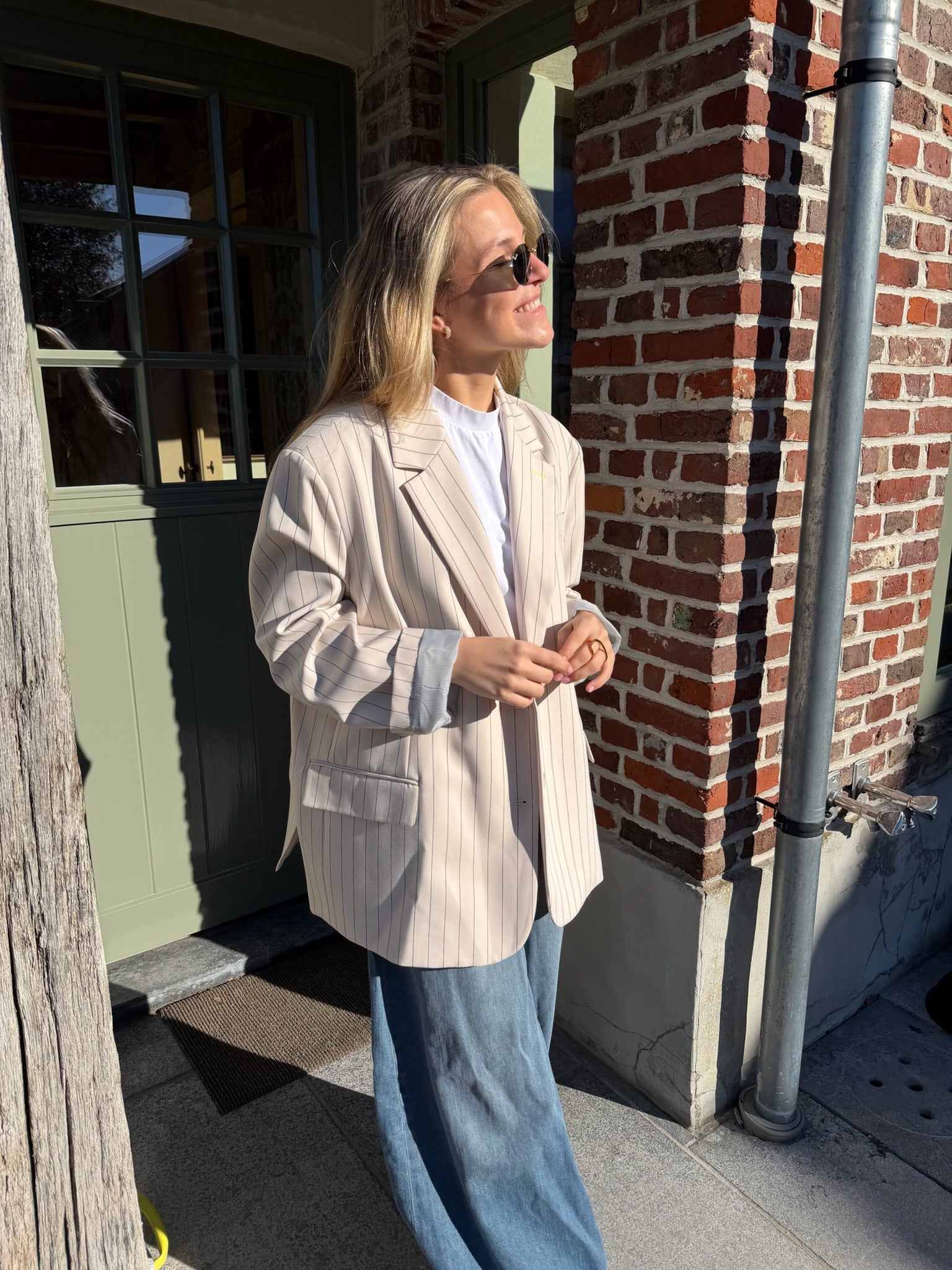 Eline Striped Blazer Ecru