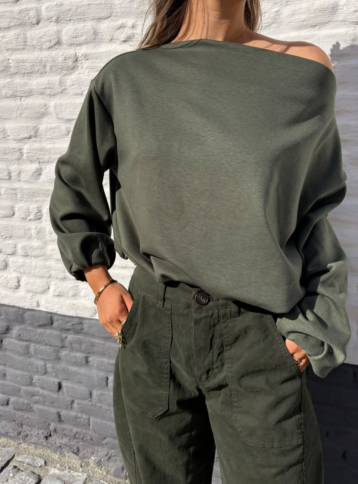José Off Shoulder Knit Khaki