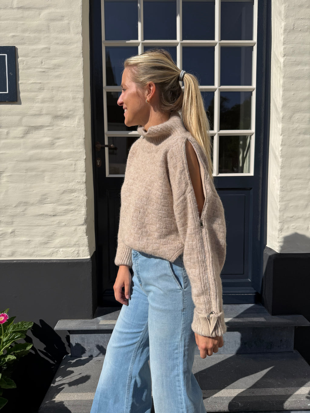 Zip Wool Knit Beige