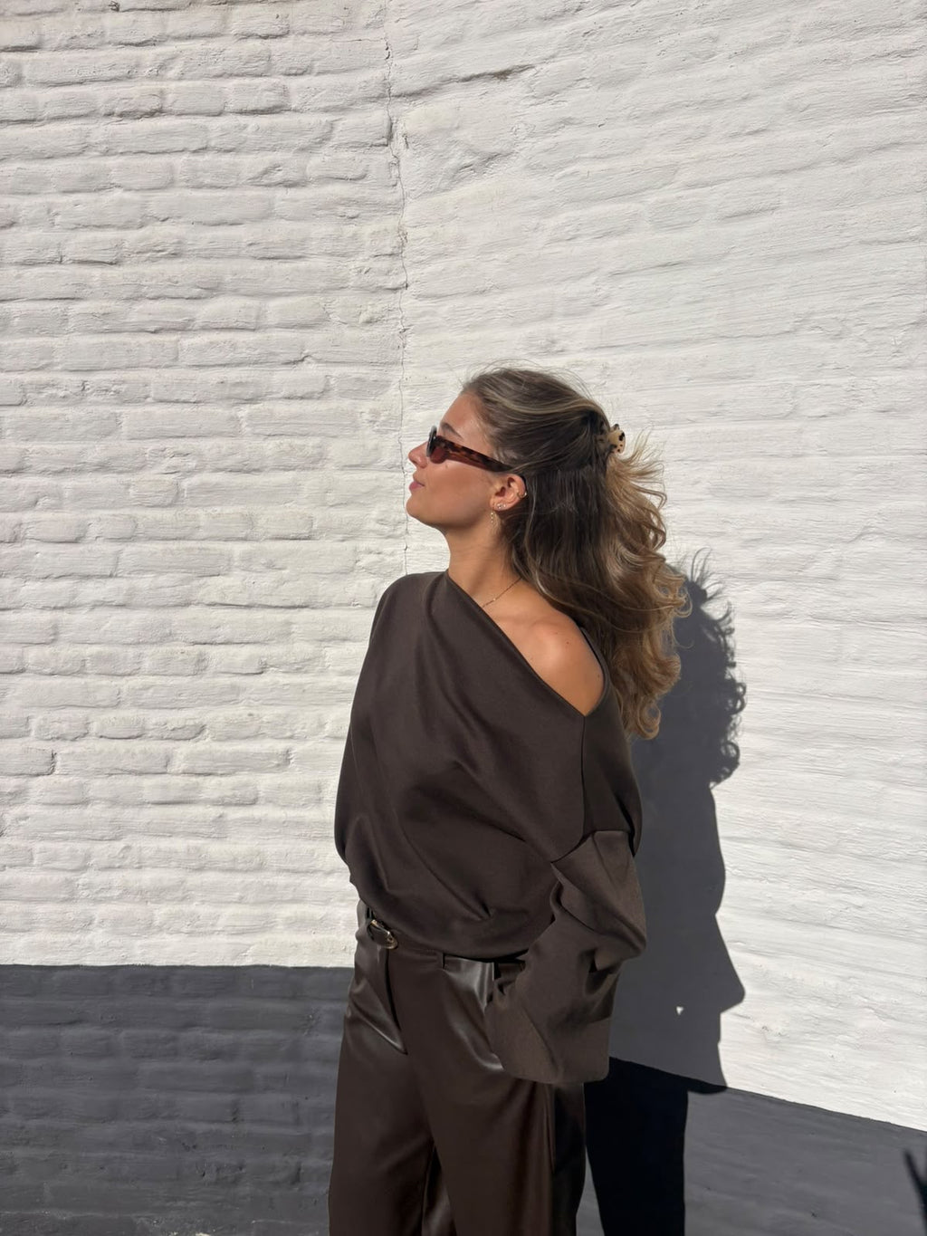 José Off Shoulder Knit Brown