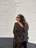 José Off Shoulder Knit Brown