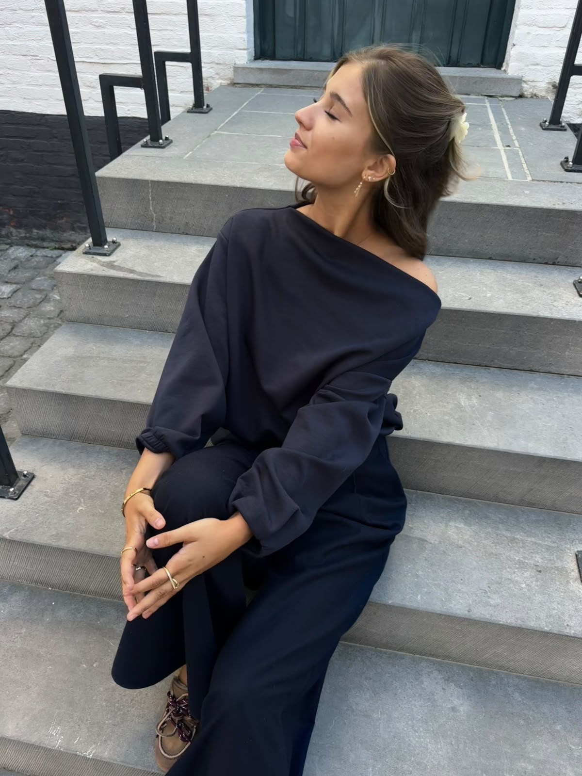 José Off Shoulder Knit Marine