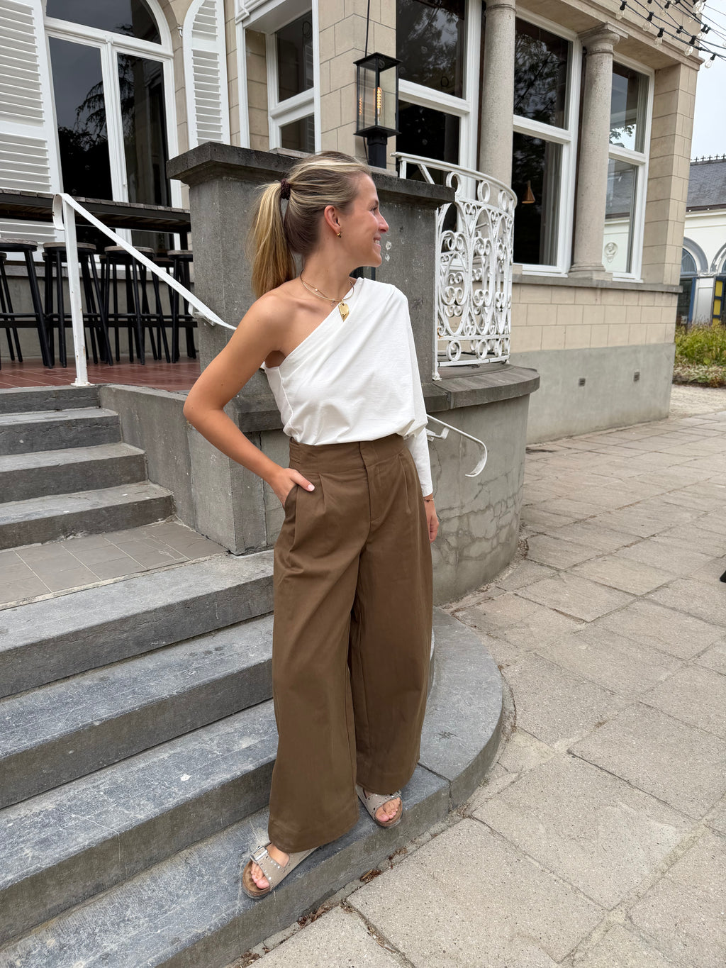 Suki One Shoulder Top White