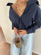 Rosette Blouse Marine