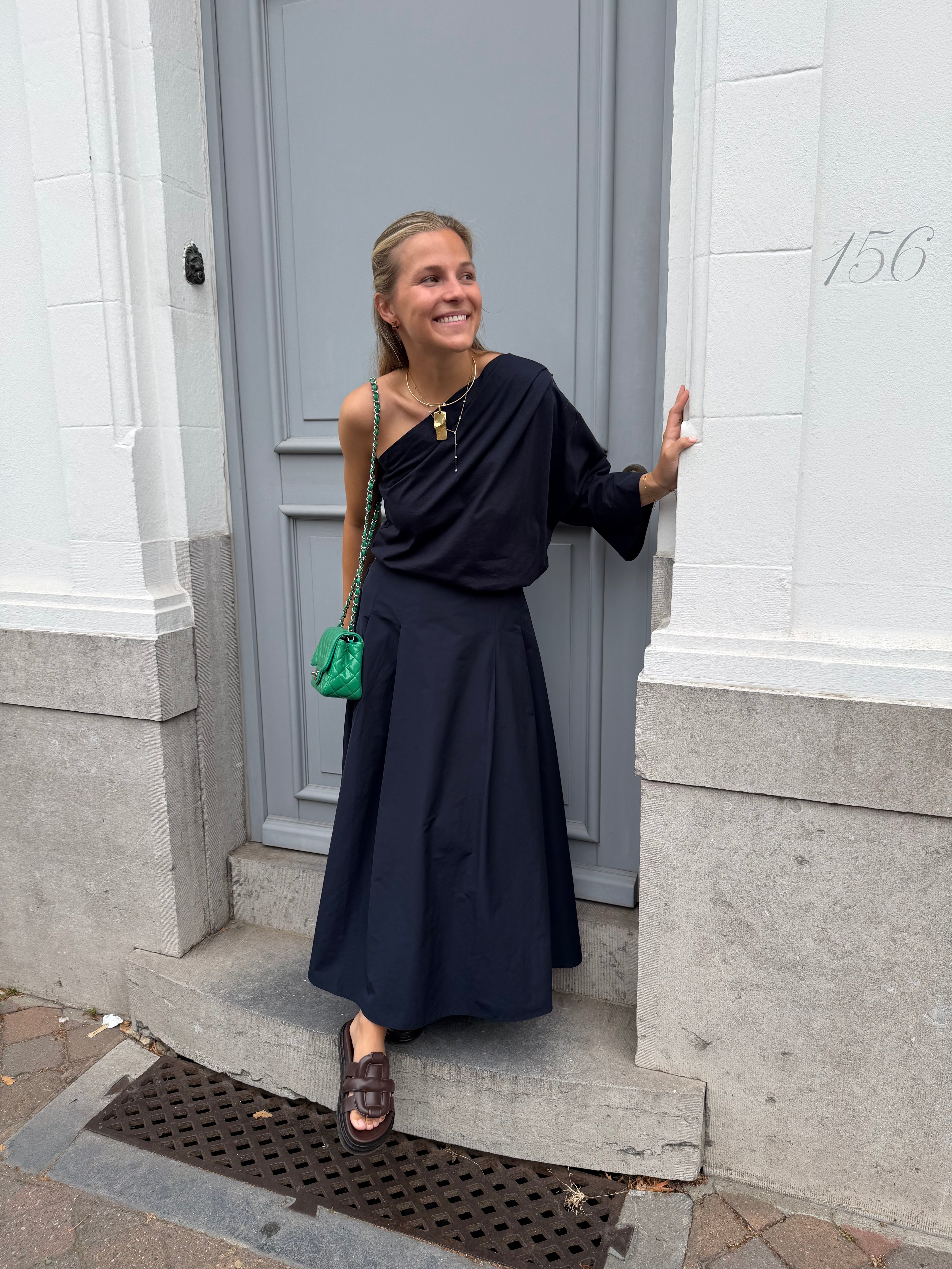 Suki One Shoulder Top Marine