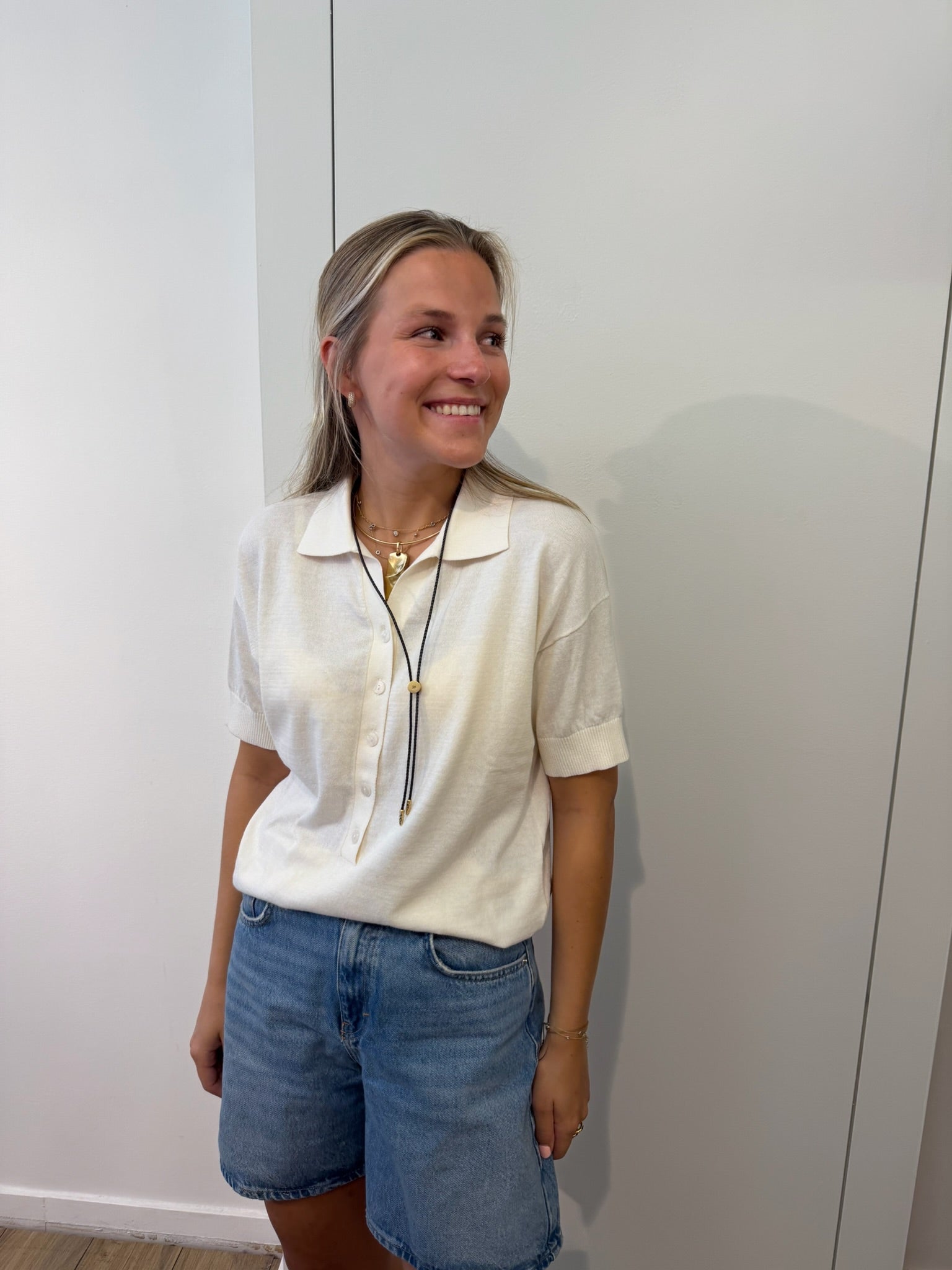 Polo Top Ecru