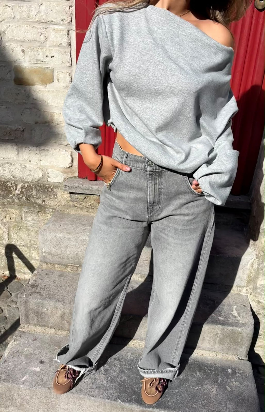 José Off Shoulder Knit Grey