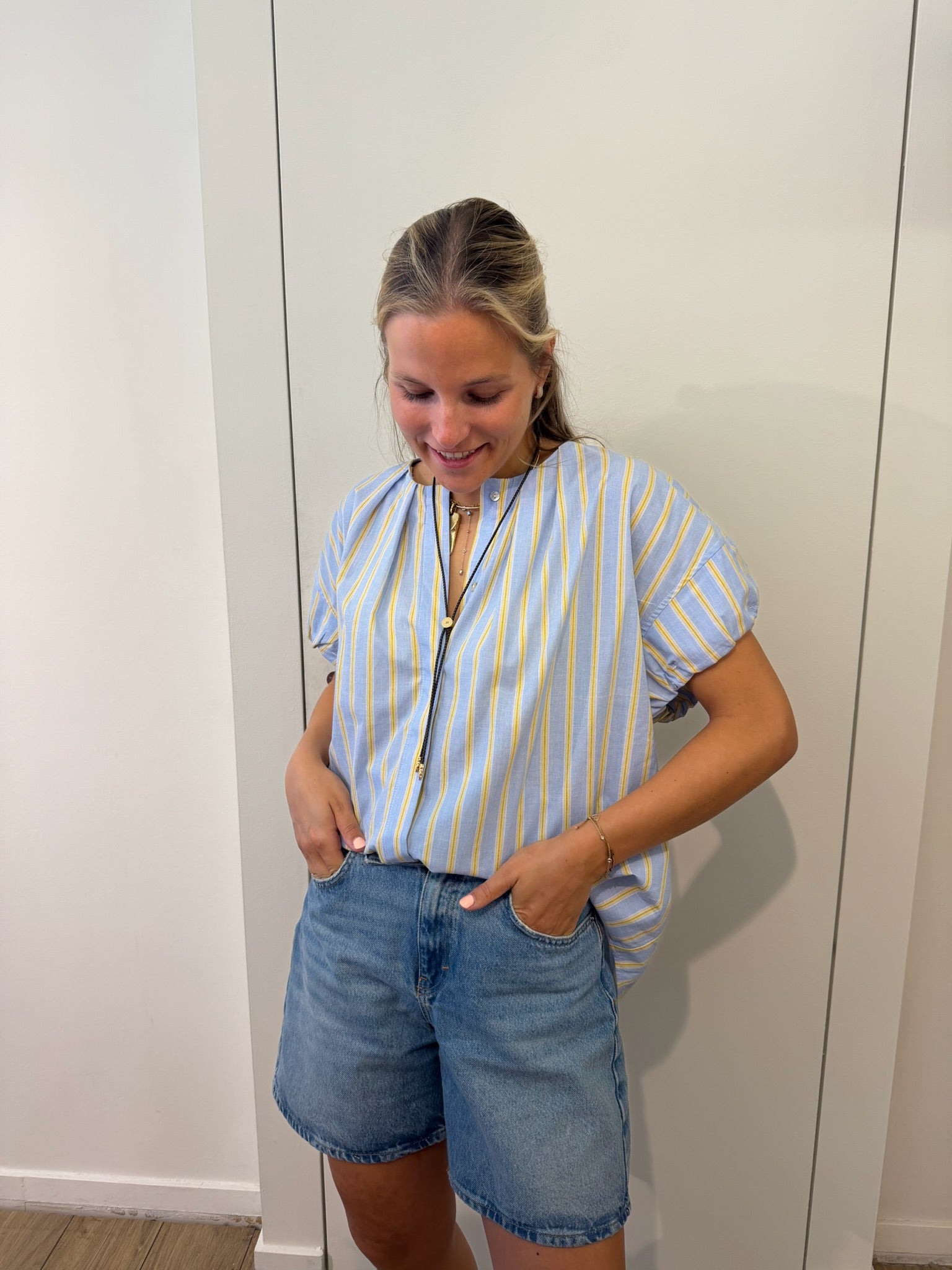Striped Blouse Yellow Blue