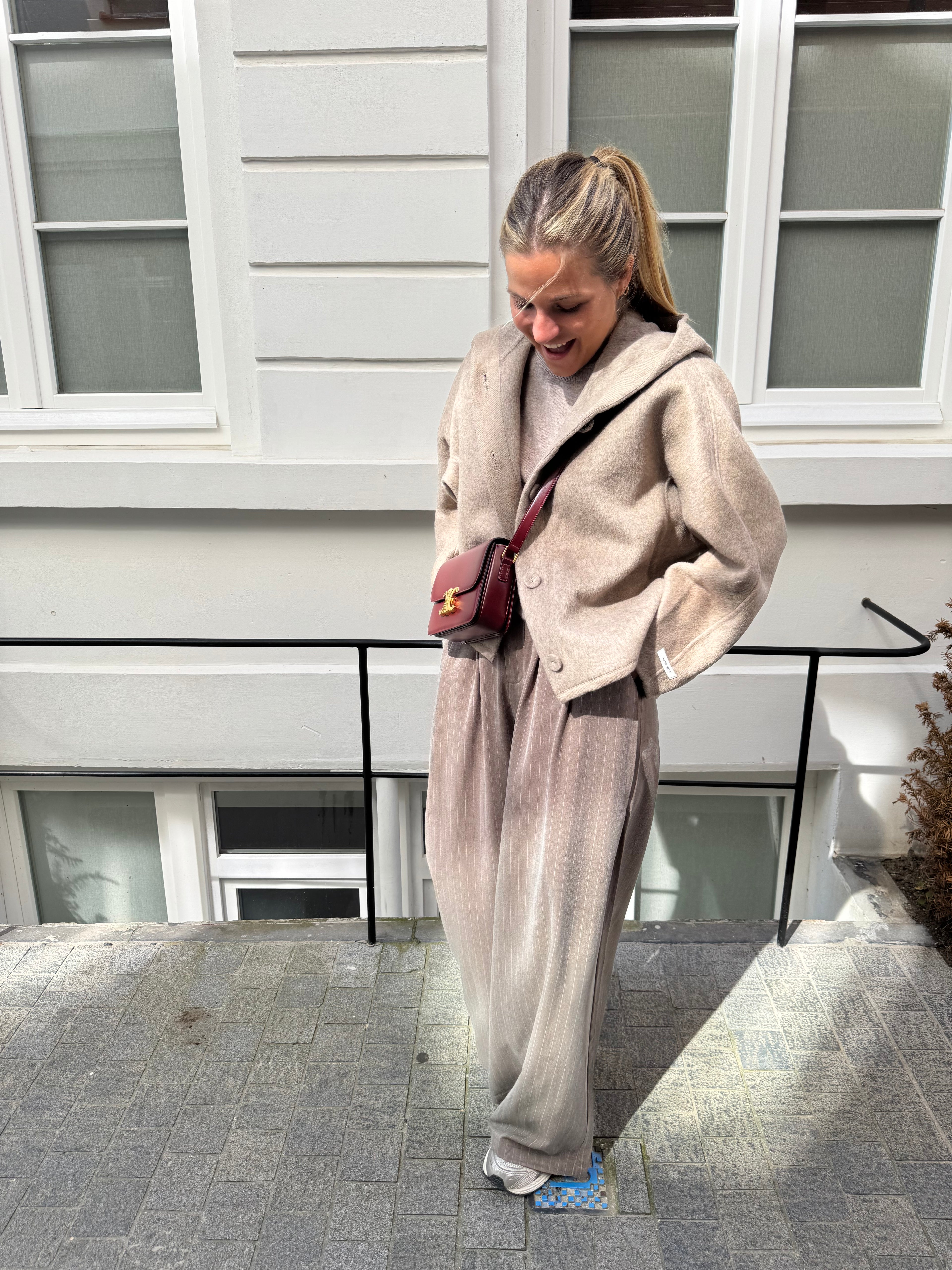 Giselle Striped Pants Taupe