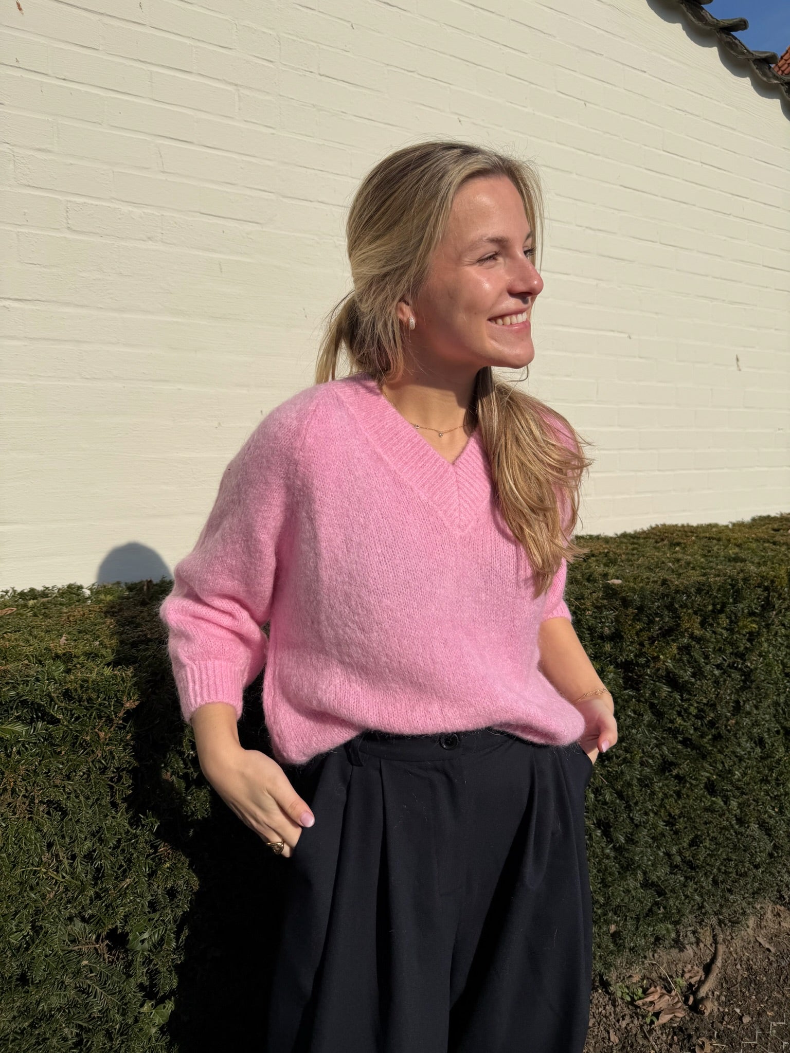 Anna V-Knit Pink