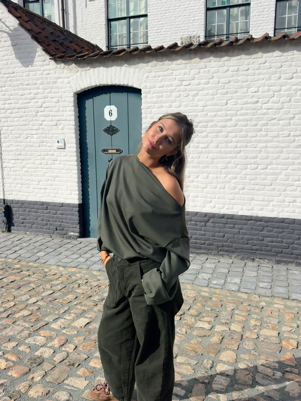 José Off Shoulder Knit Khaki