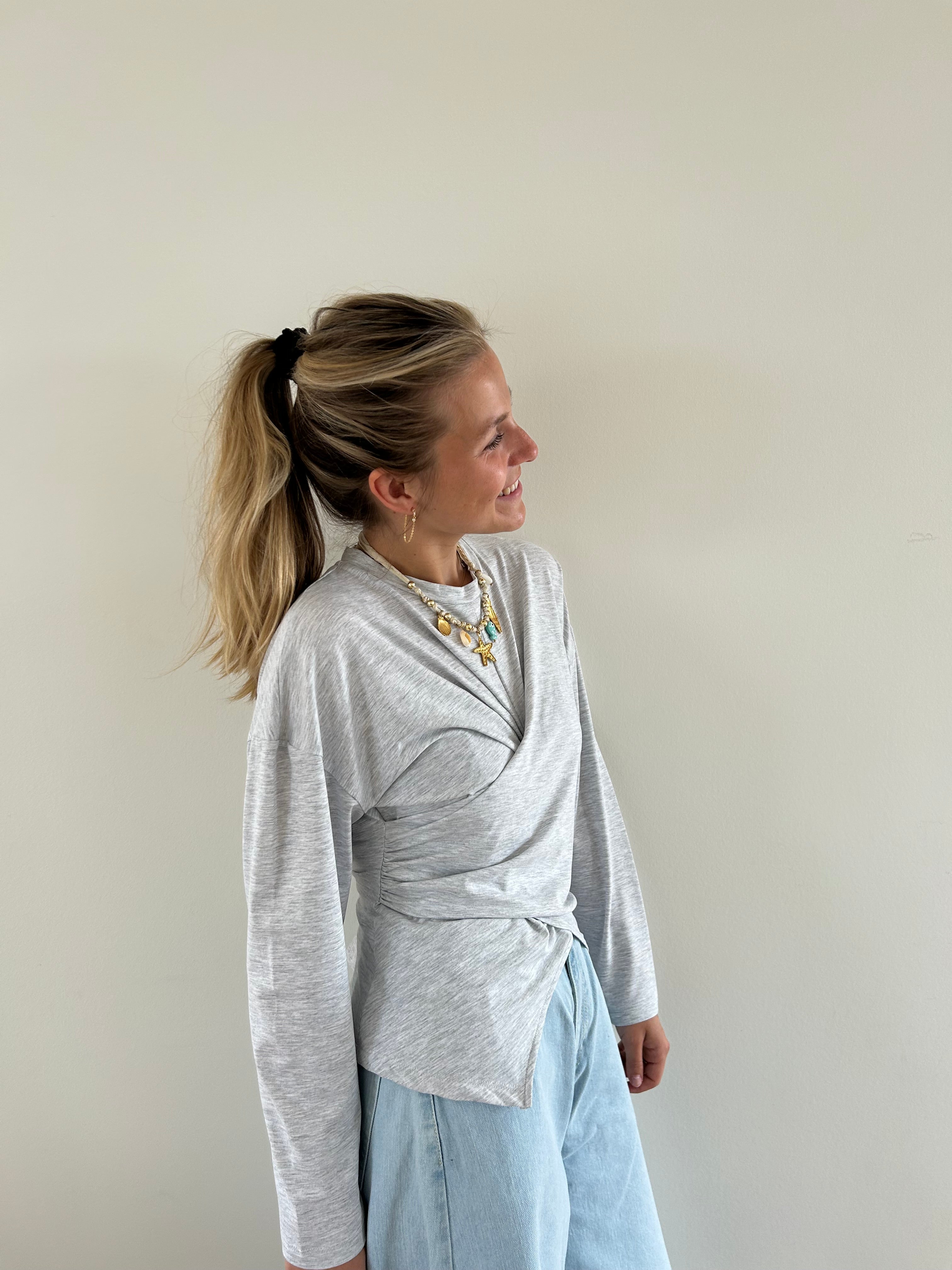 Celestine Wrap Top Grey