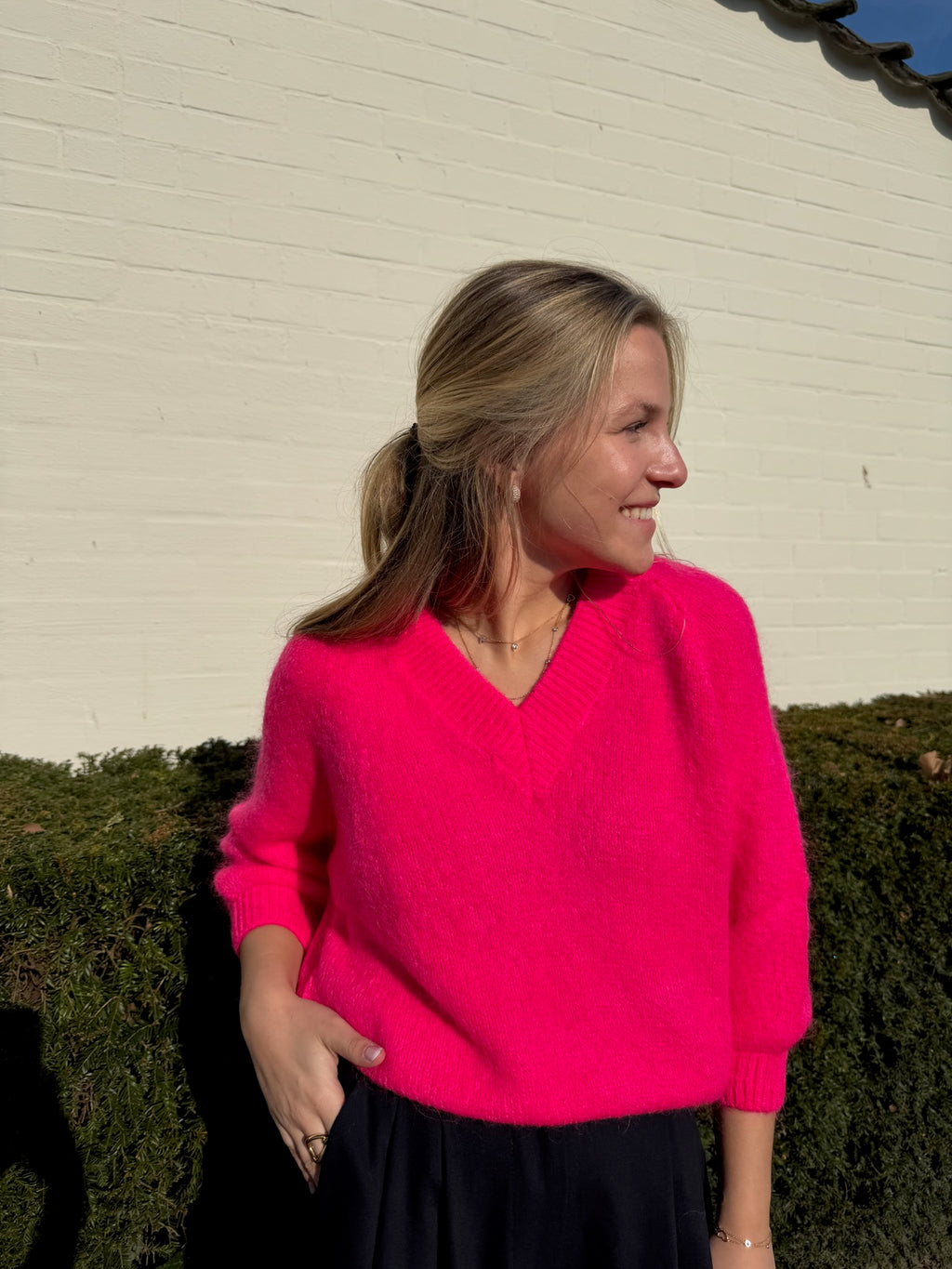Anna V-Knit Fushia