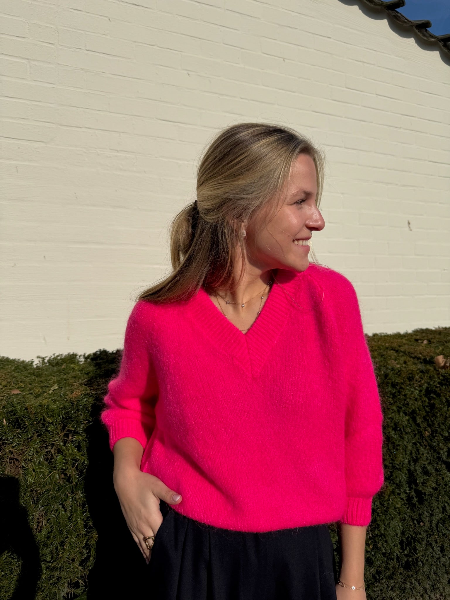 Anna V-Knit Fushia