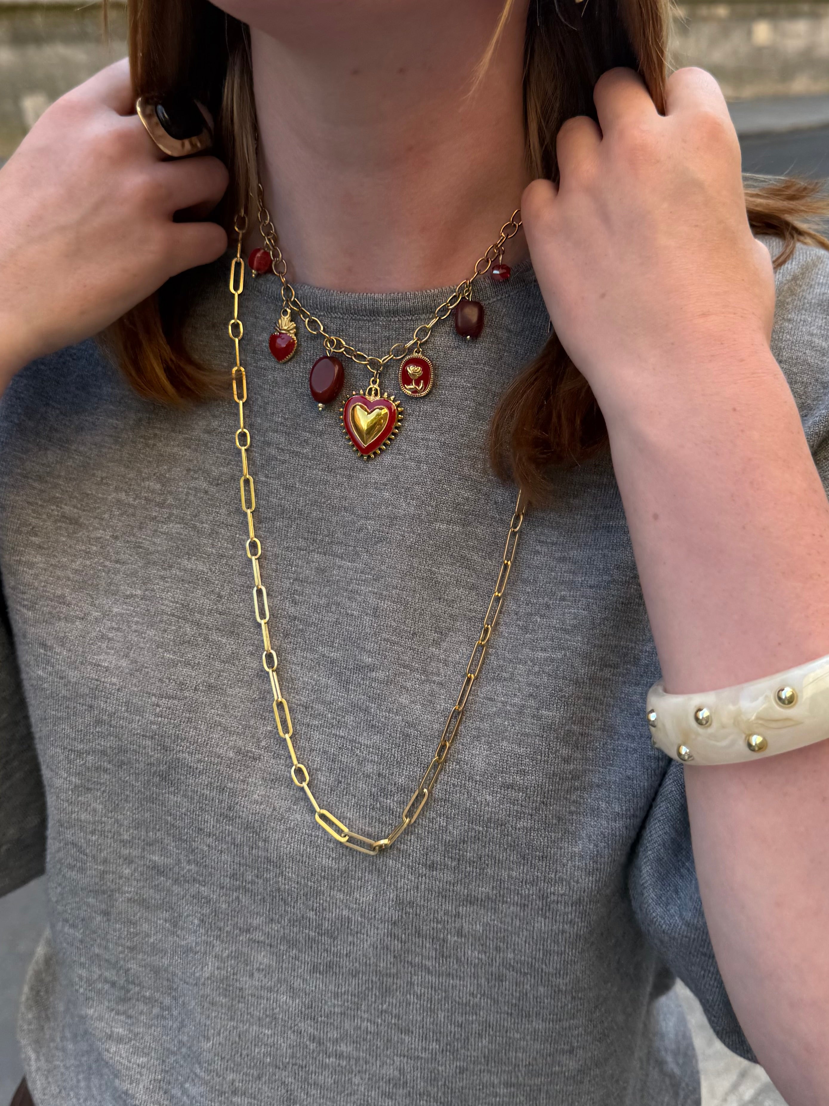 Heart Necklace Burgundy