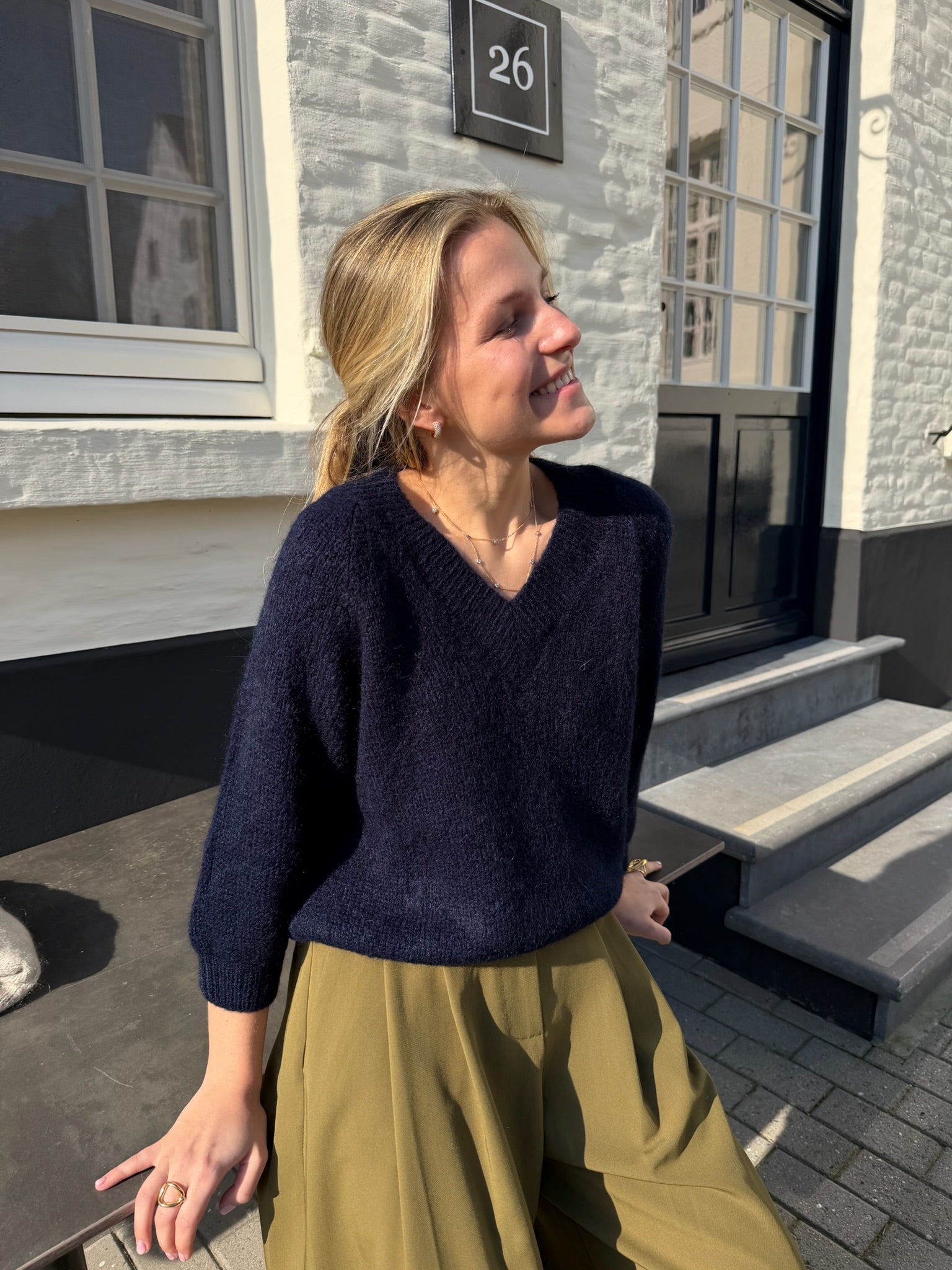 Anna V-Knit Marine