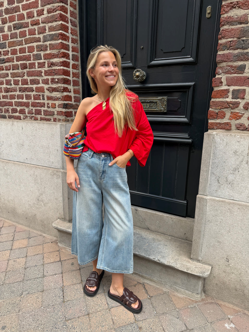 Suki One Shoulder Top Red