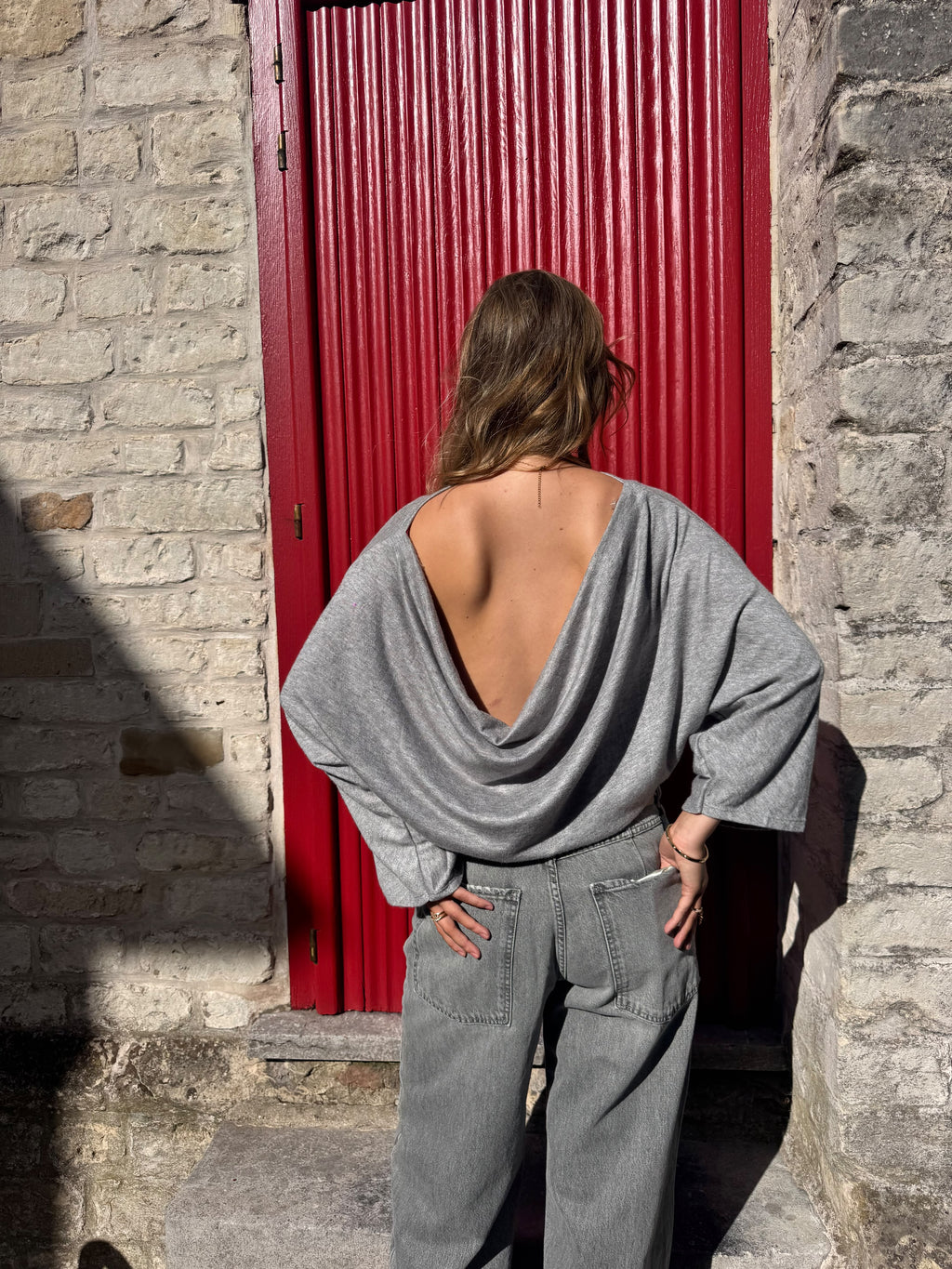 Open Back Knit Grey